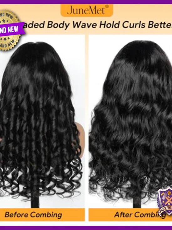 18 Inch Human Hair Wig with Loose Body Wave and Curtain Bangs main image 6